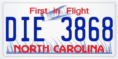 NC license plate DIE3868