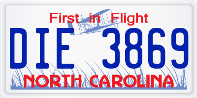 NC license plate DIE3869