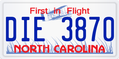 NC license plate DIE3870