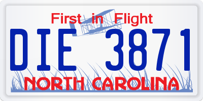 NC license plate DIE3871