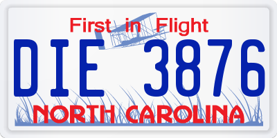 NC license plate DIE3876