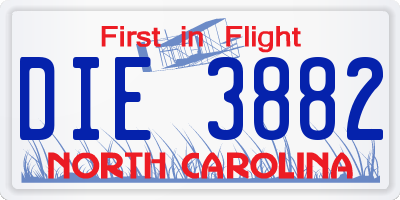 NC license plate DIE3882