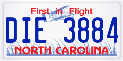 NC license plate DIE3884