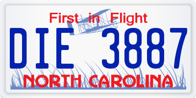 NC license plate DIE3887