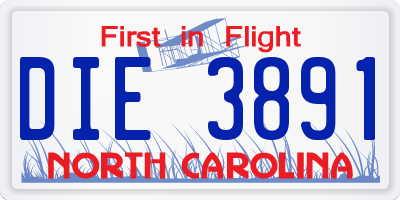 NC license plate DIE3891