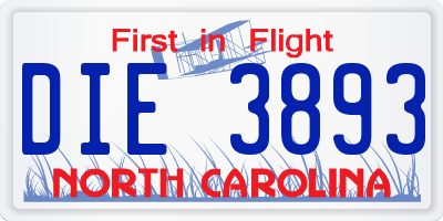 NC license plate DIE3893
