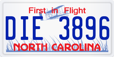 NC license plate DIE3896