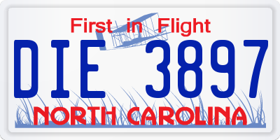 NC license plate DIE3897