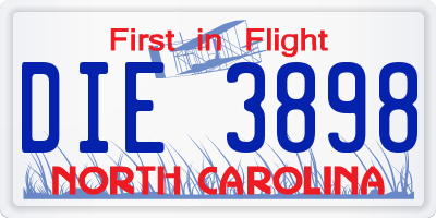 NC license plate DIE3898
