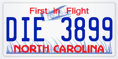 NC license plate DIE3899