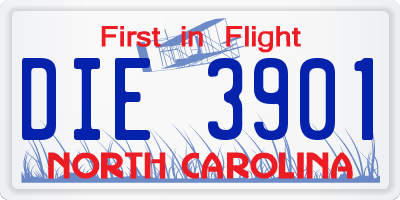NC license plate DIE3901