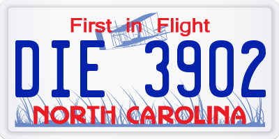 NC license plate DIE3902