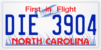 NC license plate DIE3904