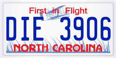 NC license plate DIE3906