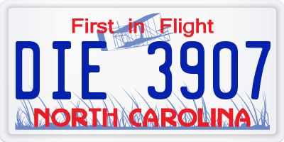 NC license plate DIE3907