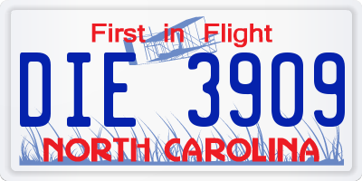 NC license plate DIE3909
