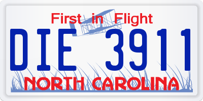 NC license plate DIE3911