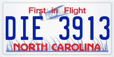NC license plate DIE3913