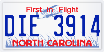 NC license plate DIE3914