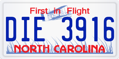 NC license plate DIE3916