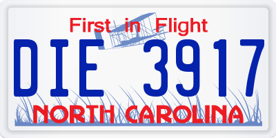 NC license plate DIE3917