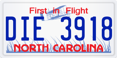 NC license plate DIE3918