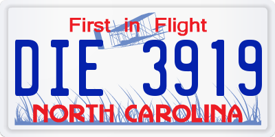 NC license plate DIE3919