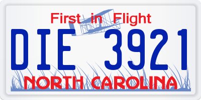 NC license plate DIE3921