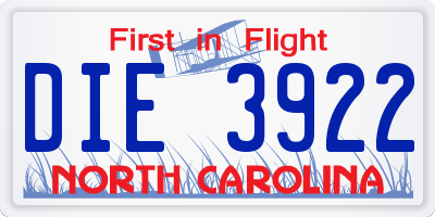 NC license plate DIE3922