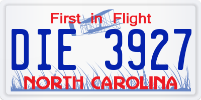 NC license plate DIE3927