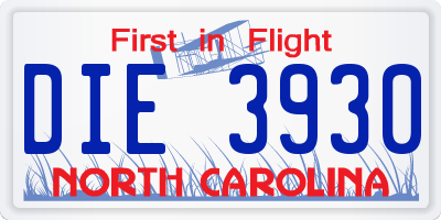 NC license plate DIE3930