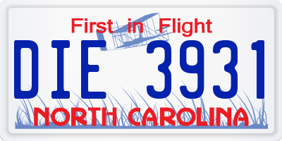 NC license plate DIE3931