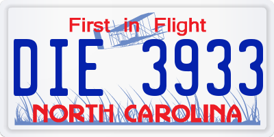 NC license plate DIE3933