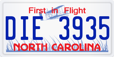 NC license plate DIE3935