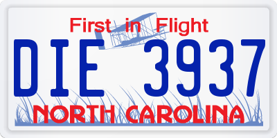 NC license plate DIE3937