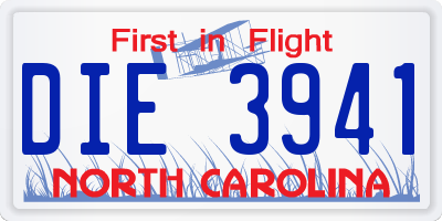 NC license plate DIE3941