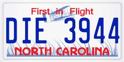 NC license plate DIE3944
