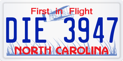 NC license plate DIE3947
