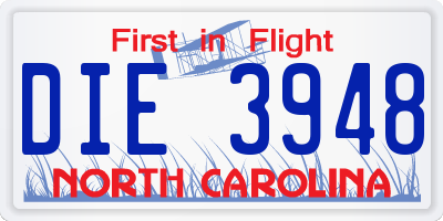 NC license plate DIE3948