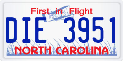 NC license plate DIE3951