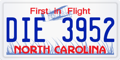 NC license plate DIE3952