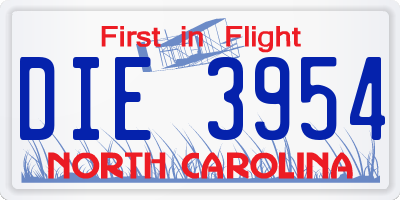 NC license plate DIE3954