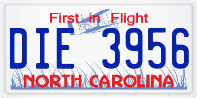 NC license plate DIE3956