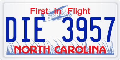 NC license plate DIE3957