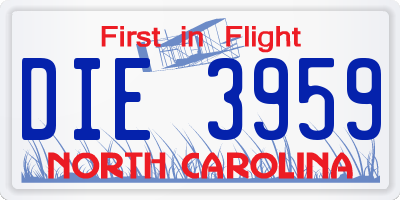 NC license plate DIE3959