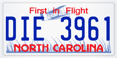 NC license plate DIE3961