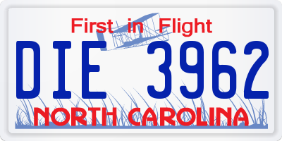 NC license plate DIE3962