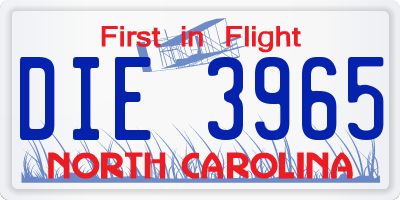 NC license plate DIE3965