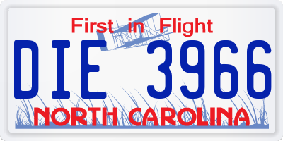NC license plate DIE3966