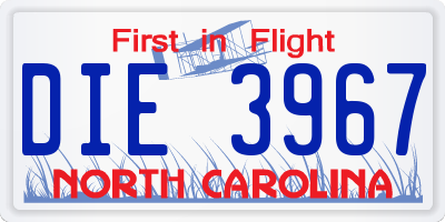 NC license plate DIE3967